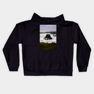 Wild Sea Waves in Iceland Long Exposure photograph Kids Hoodie